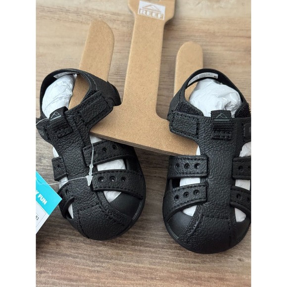 Reef Kids Sandals Size‎ 3 Black Hook & Loop Closure New - Picture 1 of 5